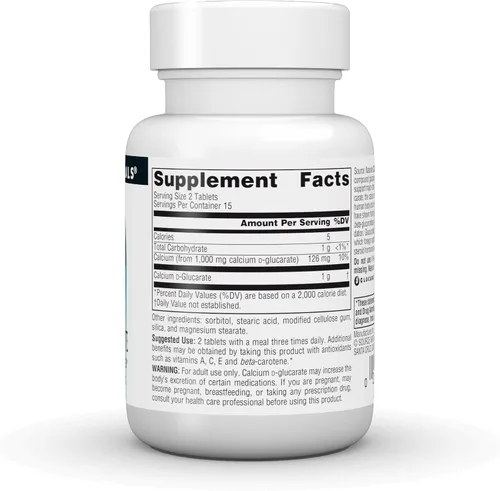 Miniatura 3 de Source Naturals Calcio D-Glucarato 500mg Desintoxicante Celular - 30 Tabletas