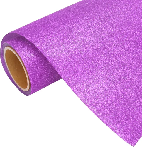 Miniatura 23 de Rollo de película de vinilo de transferencia de calor Threadart Glitter Blue de 3 yardas x 20 pulgadas HTV Colores con purpurina Compatible