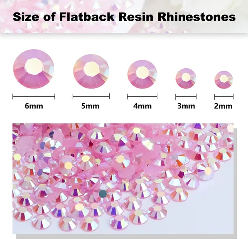Miniatura 3 de 3000 piezas de pedrería de resina de 3mm con parte trasera plana, color rosa claro AB, pedrería de resina gelatinosa con parte trasera plana