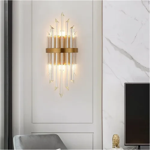 Wall Lamps Modern Sconce Indoor Fixture Stairway LED Crystal Living Room Lamp Bedroom Industrial Retro Gold Lampara,Chandelier 23*55cm