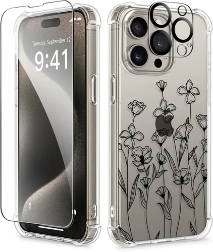 Miniatura 155 de GVIEWIN - Funda floral para iPhone 14 de 6.1 pulgadas, protector de pantalla + protector de lente de cámara, no se amarillenta, a prueba de golpes