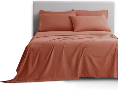 Miniatura 59 de Clara Clark - Juego de sábanas King con Flex Top, 6 piezas - Sábanas de lujo para cama King con cabeza dividida, juego de cama súper suave, King
