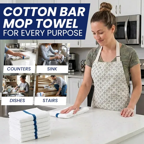 Miniatura 4 de Terry Bar Mop Blue Stripe [6 Pack - 16" x 19"] Blue Dish Towels for Kitchen, 100% Cotton, Reusable Dish Rags, Ultra Soft, Durable & Quick-Dry