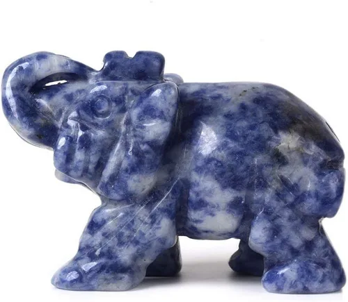 Miniatura 12 de Angelstones Figura de piedra preciosa de elefante pirita, cristal curativo, tótem de animal, piedra espiritual, 2 pulgadas