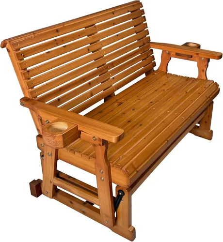Miniatura 8 de Fortune Candy Planeador de Patio con Portavasos, Respaldo Alto Reclinable y Asiento Contorneado Profundo, Capacidad 800 Libras (Marrón, 2 Plazas)