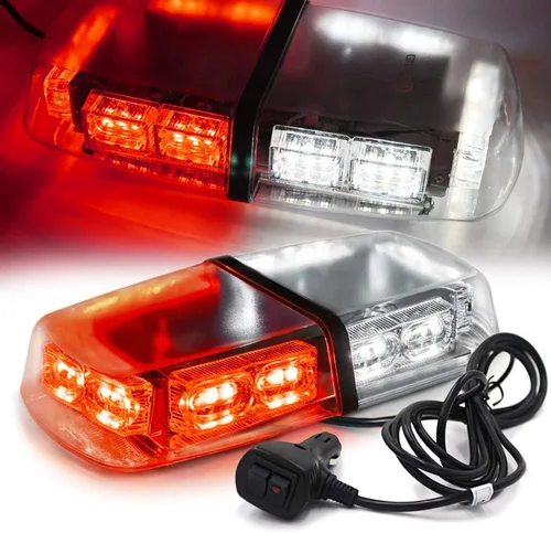 Miniatura 11 de Barra de luces estroboscópicas LED roja y azul de 12 pulgadas para techo, 72 LED, magnética, mini luz de advertencia de emergencia para vehículos