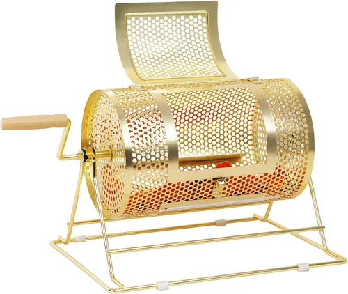 GSE Games & Sports Expert Brass Raffle Ticket Drum, Gold Spinning Raffle Cage, Lottery Drawing Box for Raffles, Giveaways, Fundraisers, and Events
