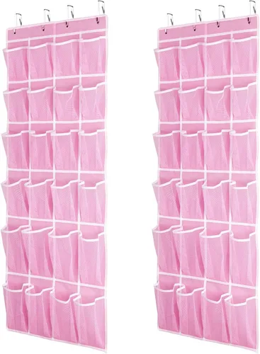 Miniatura 8 de SAVERHO Organizador colgante de zapatos, organizador de zapatos sobre la puerta con 24 bolsillos de malla transpirable para hombres, mujeres