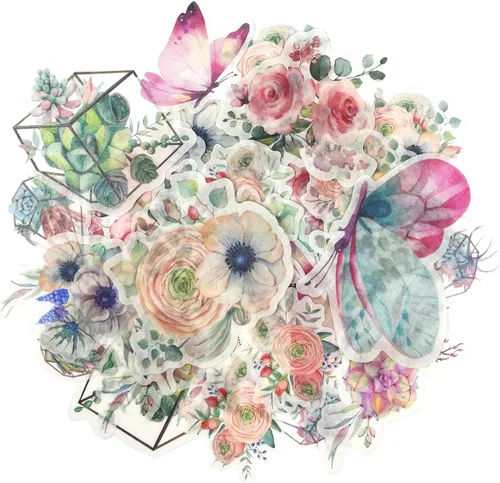 Miniatura 22 de allydrew Calcomanías decorativas para álbumes de recortes, Washi, manualidades para papelería, diario, fabricación de tarjetas (60 piezas), Verde