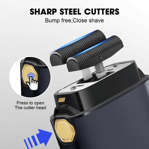 Miniatura 4 de HIENA PRO Afeitadora de aluminio para hombres barbería, recortadora eléctrica doble, maquinilla de afeitar eléctrica profesional, afeitadora