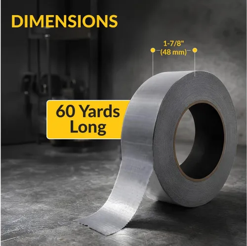 Miniatura 2 de Brixwell Cinta adhesiva resistente de 1.88 pulgadas x 60 yardas, color gris, rollo adhesivo impermeable con respaldo de malla de algodón reforzado