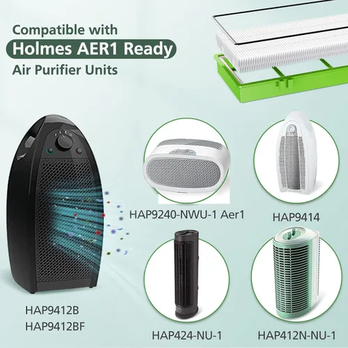 Miniatura 3 de HAPF300AHD-U4R - Filtros HEPA de repuesto para purificador de aire Holmes AER1, partes # HAPF300AH-U4R, HAP242-NUC, 4 HEPA verdaderos + 8 prefiltros