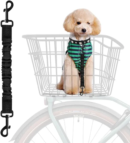 Cinturón de seguridad para perro para canasta de bicicleta, cinturón de seguridad retráctil para perro, arnés elástico de seguridad para mascotas