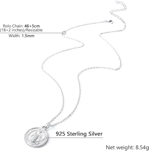 Miniatura 4 de Collar de medalla de San Benito de oro de 18 quilates o acero inoxidable 316L con medalla cristiana sacramental para proteger el mal de la joyería