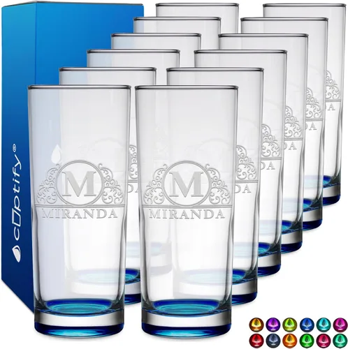 Miniatura 23 de Highball personalizado de 10.5 onzas con fondo negro, vaso Collins alto personalizado, cóctel de bebida mixta recta, inicial con nombre de regalo