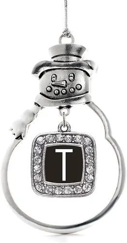 Miniatura 71 de Inspired Silver - Adorno de rodillo de reina - Adorno cuadrado de plata con muñeco de nieve con joyas de circonita cúbica
