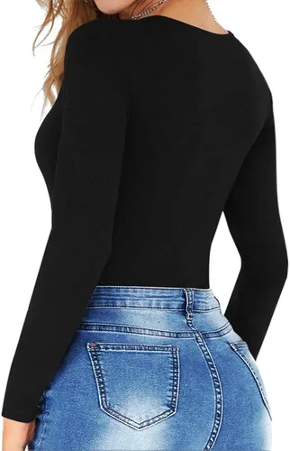 Miniatura 3 de MANGOPOP bodi con cuello redondo para mujer prenda de manga corta y manga larga