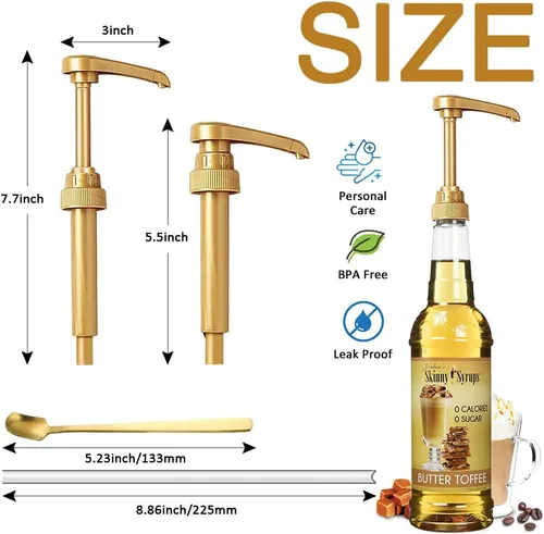 Miniatura 3 de 12 paquetes de dispensador de bomba de jarabe de café, se adapta a botellas de jarabe saborizante de café de 25.4 onzas, sin goteo, ideal para Oro