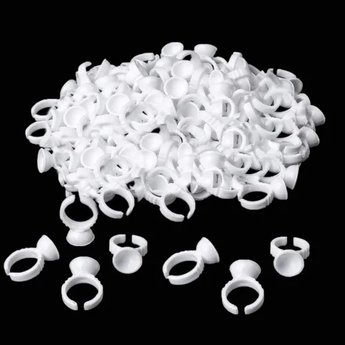 NXJ INFILILA Anillos de pegamento, 300 anillos de pegamento para extensiones de pestañas, soporte desechable para suministros de extensión de