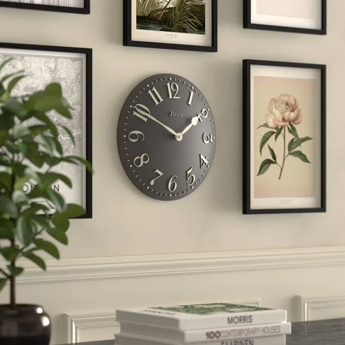 Miniatura 4 de JONES CLOCKS® Betty - Reloj de pared Reloj convexo clásico 12 pulgadas Gris ventisca Elegancia elegante perfecto para la cocina, sala
