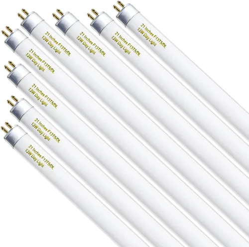 Konideke Paquete de 8 bombillas fluorescentes T5 de 21 pulgadas, 13 W, luz diurna 6500K, F13T5D para debajo del gabinete, base G5 de 750 lúmenes