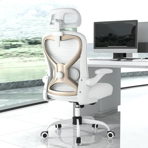 Silla de oficina ergonómica para aliviar el dolor de espalda y cuello, asiento de espuma virgen, reposacabezas lumbar y 3D ajustable 2D, inclinación