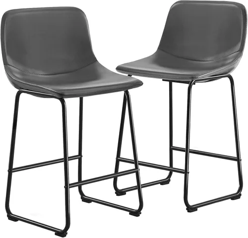Miniatura 17 de TAVR Furniture Leathaire - Juego de 2 taburetes de tela con altura de mostrador, sillas de isla sin brazos, con capacidad para hasta 500 libras