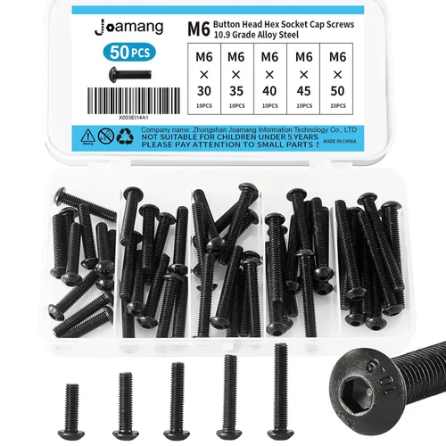 Miniatura 15 de M6 x 40mm 45mm 50mm 55mm 60mm Tornillos de cabeza hexagonal, acero de aleación de grado 12.9, acabado de óxido negro, unidad hexagonal Allen