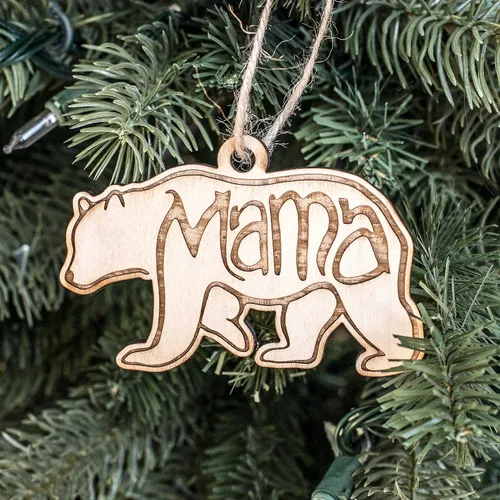 Miniatura 4 de Adorno - Mama Bear - Madera cruda 4x2 in