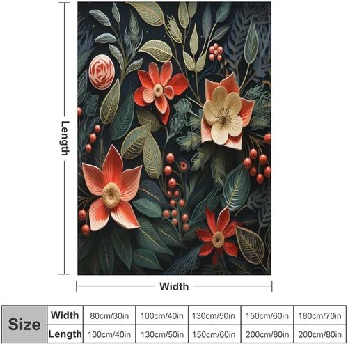 Miniatura 2 de Manta cálida de Navidad Folk Botanicals de microforro polar ultrasuave y cálida, acogedora manta ligera, manta rústica de vacaciones de 30 x 40
