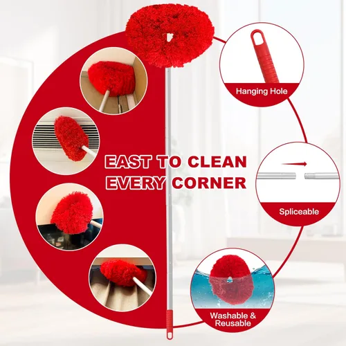 Miniatura 3 de Limpiador de ventilador de techo reutilizable de microfibra para ventilador de techo, limpiador extraíble con poste de extensión que se ajusta de 13