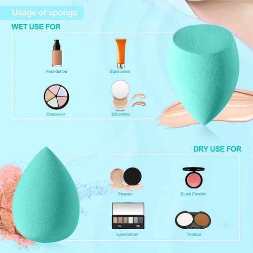 Miniatura 2 de DUAIU - Juego de 4 esponjas de maquillaje para mezclar base de belleza, impecable para líquidos, crema y polvo, mezcla de aplicación profesional sin