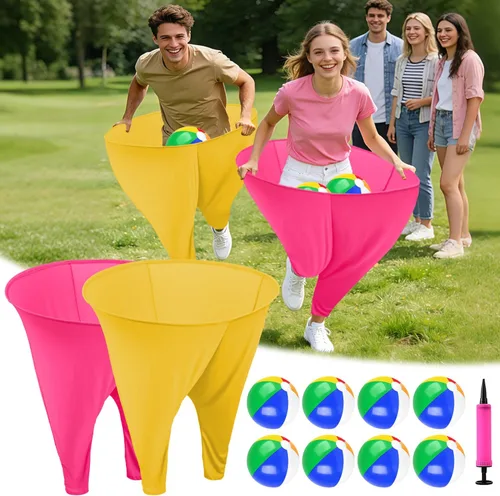 Miniatura 10 de Juego de pantalones de abuelita para patio, pantalones gigantes de abuelita, juego al aire libre, incluye pelotas hinchables y bombas de aire