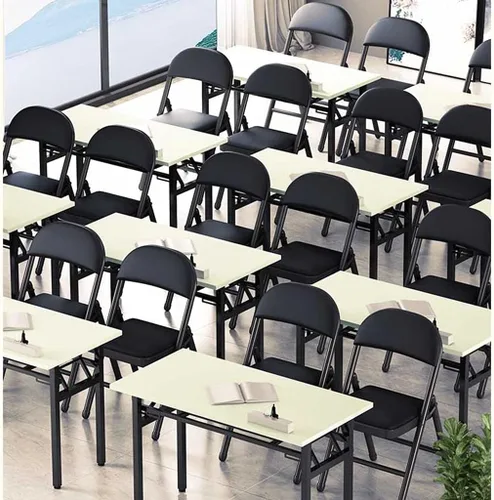 Miniatura 4 de Folding Chairs Silla de escritorio acolchada de poliuretano para muebles, silla de camping, silla de descanso plegable con marco de metal