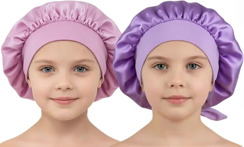 Miniatura 14 de Gorros de satén para niñas para niñas, gorro de satén para dormir, gorro de noche de seda