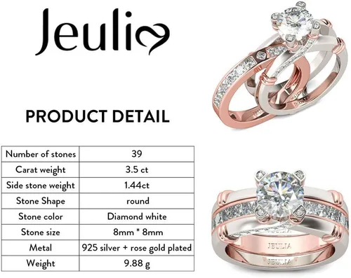Miniatura 3 de Jeulia - Anillo de plata de ley con circonitas intercambiables para mujer, para boda, compromiso, aniversario