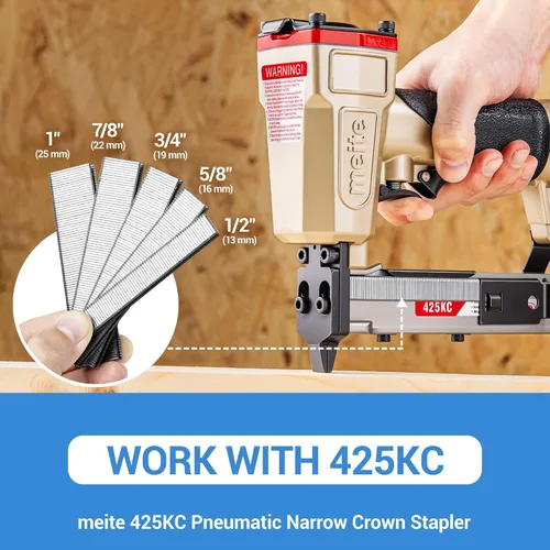 Miniatura 5 de meite Grapas de corona estrecha de calibre 18 de 1/4 de pulgada, grapas de tapicería galvanizadas resistentes de 1 pulgada de longitud