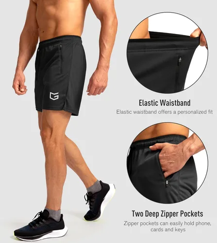 Miniatura 4 de G Gradual Pantalones cortos de correr para hombre con bolsillos con cremallera, secado rápido, gimnasio, atletismo, entrenamiento, pantalones cortos