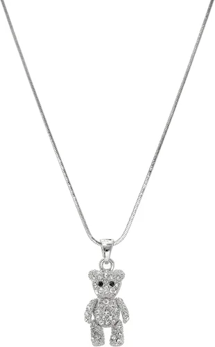 Miniatura 2 de Spinningdaisy Collar de oso de peluche movible chapado en plata con cristales