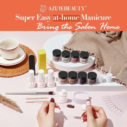 Miniatura 5 de AzureBeauty Kit de iniciación de polvo de uñas de inmersión, gris arce, verde salvia, verde oscuro, juego de 8 colores con palitos de uñas, base