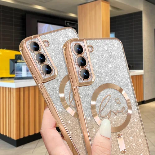Miniatura 277 de ZONRW - Funda para Samsung Galaxy S22 Ultra magnética, para mujeres y niñas, cubierta trasera suave, lujosa, con corazón de amor, bling, degradado