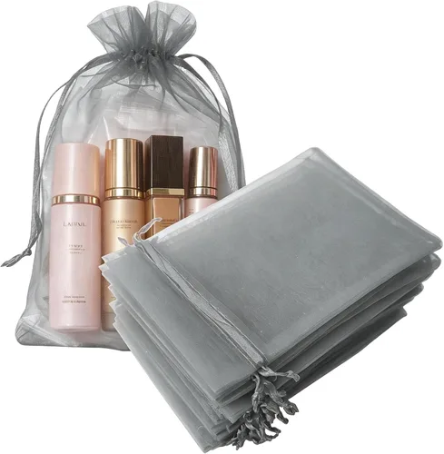 Miniatura 25 de Juego de 50 bolsas de organza de regalo con cordón azul aguamarina de 4 x 6 pulgadas para baby shower, Navidad, boda, recuerdos de fiesta, despedida
