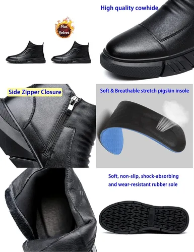 Miniatura 2 de Keilinia Botas de cuero casuales de alta calidad italianas negras para hombre, botines antideslizantes que absorben los golpes para otoño 2022