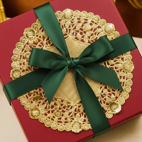 Miniatura 2 de 50 manteles individuales de encaje dorado de 10 pulgadas, manteles individuales desechables decorativos dorados metálicos para bodas, postres, mesas