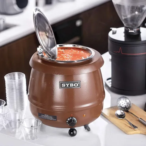 Miniatura 6 de SYBO SB-6000-1B - Calentador de sopa de grado comercial con tapa con bisagras y olla desmontable de acero inoxidable para fiestas de restaurante