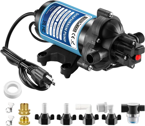 WASSERMANN 115V AC Water Diaphragm Pump,4.5GPM 55PSI 1/2" NPSM with 8.2ft Power Cord & Plug,Self-Priming Fresh Water Pressure Booster Pump,Pressure