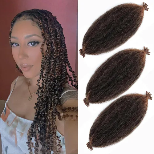 Miniatura 16 de Cabello afro trenzado elástico de 24 pulgadas 3 paquetes Cabello afro trenzado elástico Cabello afro para trenzado en crochet (24 pulgadas