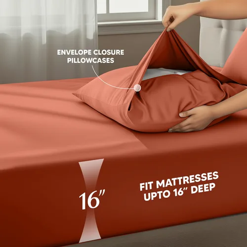 Miniatura 4 de Juego de sábanas King de Utopia Bedding – 4 piezas de sábanas para cama tamaño King, microfibra suave y transpirable, incluye 1 sábana bajera, 1