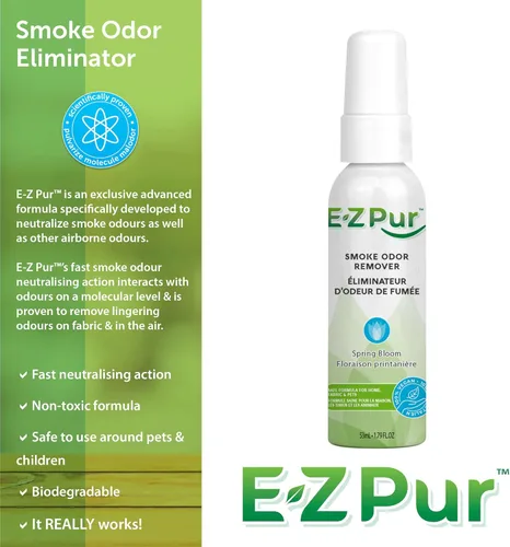 Miniatura 2 de E-Z Pur - Removedor de olores de humo, elimina perfectamente el olor fuerte, deja atrás aromas frescos y limpios, seguro para personas y mascotas