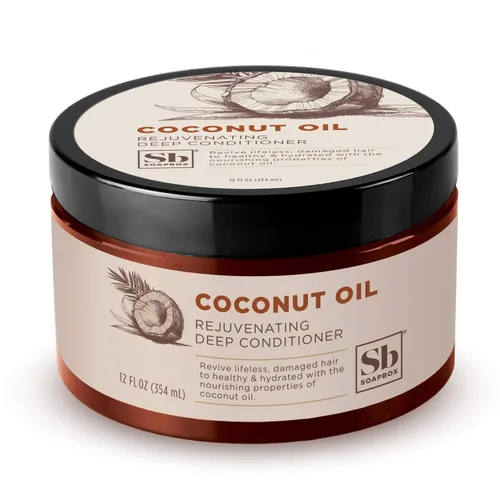 Soapbox Coconut & Shea - Acondicionador profundo rejuvenecedor, tratamiento hidratante para cabello seco y dañado, deja el cabello suave, liso e